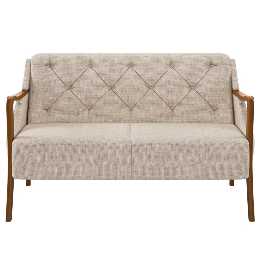 Kit Namoradeira 135cm e 2 Poltronas Decorativas Capitonê Lapa M22 Linho Cinza - Mpozenato