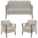 Kit Namoradeira 135cm e 2 Poltronas Decorativas Capitonê Lapa M22 Linho Cru - Mpozenato