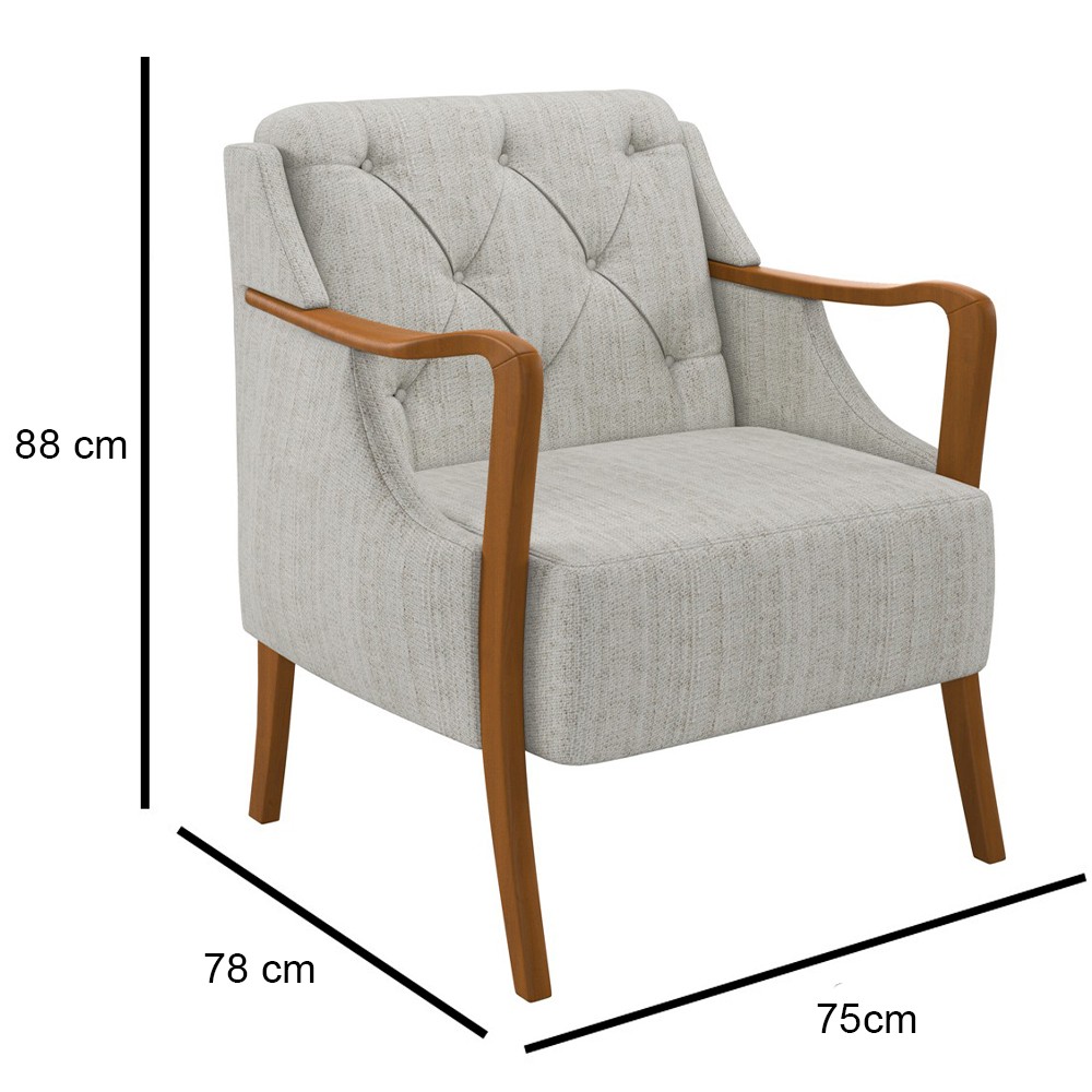 Kit Namoradeira 135cm e 2 Poltronas Decorativas Capitonê Lapa M22 Linho Cru - Mpozenato