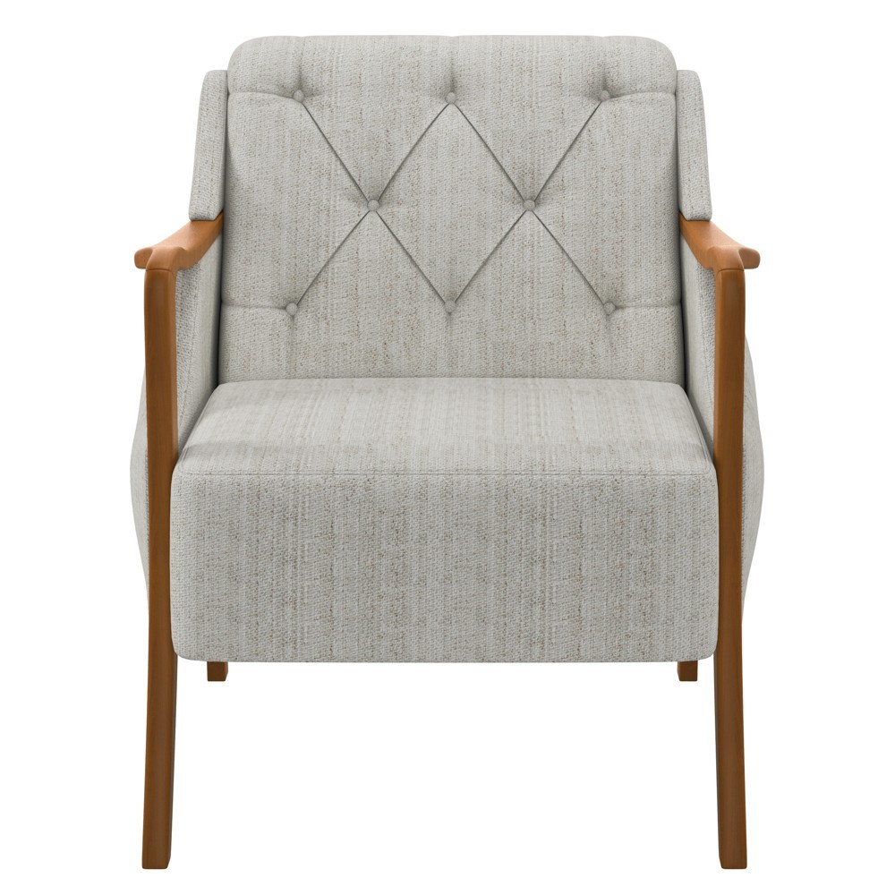 Kit Namoradeira 135cm e 2 Poltronas Decorativas Capitonê Lapa M22 Linho Cru - Mpozenato