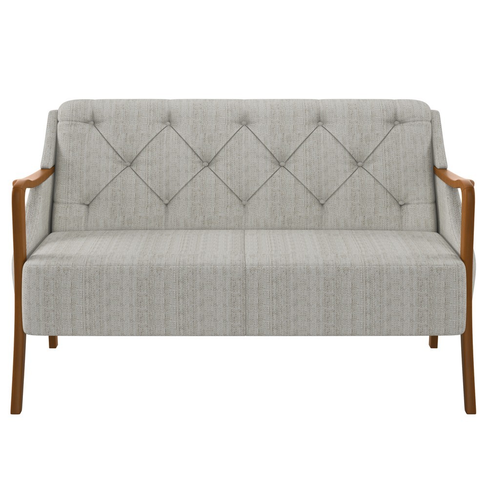 Kit Namoradeira 135cm e 2 Poltronas Decorativas Capitonê Lapa M22 Linho Cru - Mpozenato
