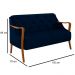Kit Namoradeira 135cm e 2 Poltronas Decorativas Capitonê Lapa M22 Veludo Azul Marinho - Mpozenato