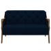 Kit Namoradeira 135cm e 2 Poltronas Decorativas Capitonê Lapa M22 Veludo Azul Marinho - Mpozenato