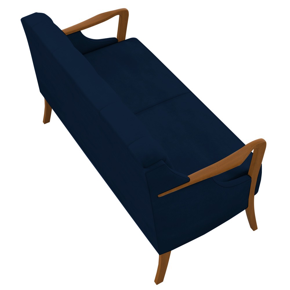 Kit Namoradeira 135cm e 2 Poltronas Decorativas Capitonê Lapa M22 Veludo Azul Marinho - Mpozenato