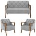 Kit Namoradeira 135cm e 2 Poltronas Decorativas Capitonê Lapa M22 Veludo Cinza - Mpozenato