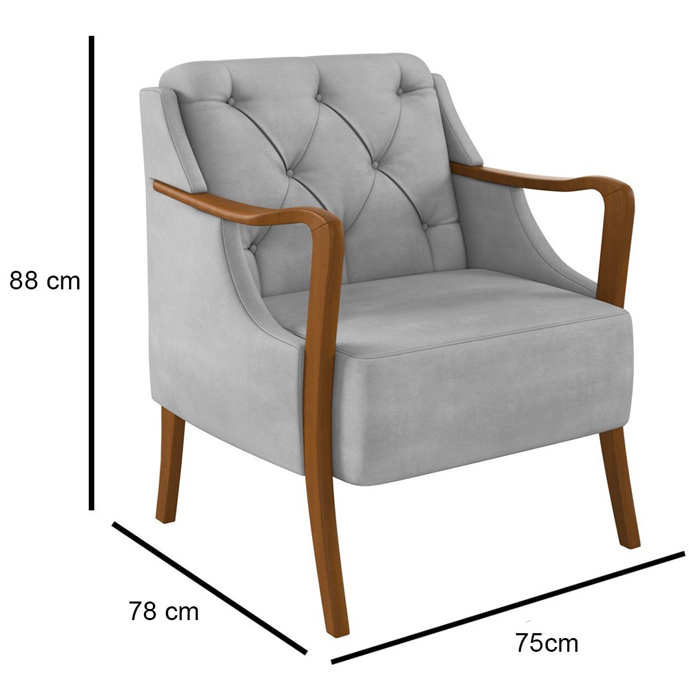 Kit Namoradeira 135cm e 2 Poltronas Decorativas Capitonê Lapa M22 Veludo Cinza - Mpozenato