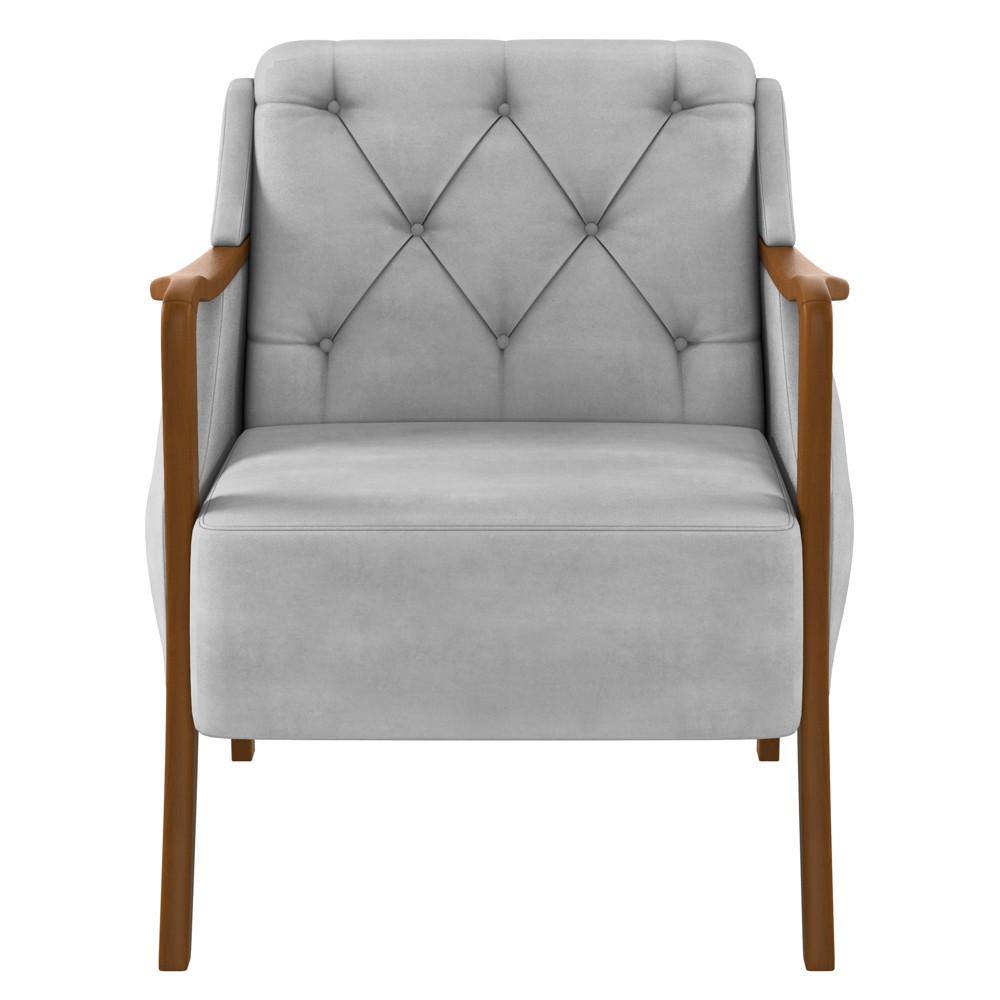 Kit Namoradeira 135cm e 2 Poltronas Decorativas Capitonê Lapa M22 Veludo Cinza - Mpozenato