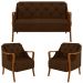 Kit Namoradeira 135cm e 2 Poltronas Decorativas Capitonê Lapa M22 Veludo Marrom - Mpozenato