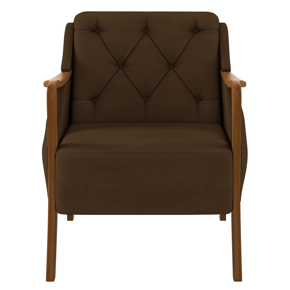 Kit Namoradeira 135cm e 2 Poltronas Decorativas Capitonê Lapa M22 Veludo Marrom - Mpozenato