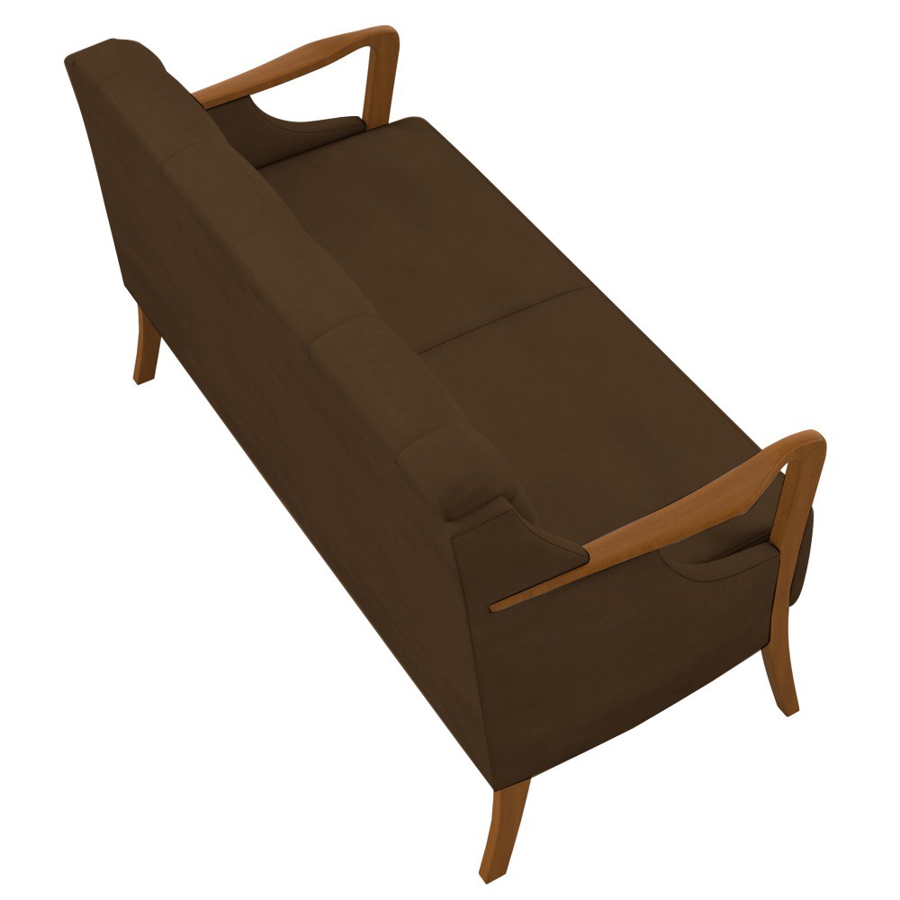 Kit Namoradeira 135cm e 2 Poltronas Decorativas Capitonê Lapa M22 Veludo Marrom - Mpozenato