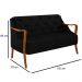 Kit Namoradeira 135cm e 2 Poltronas Decorativas Capitonê Lapa M22 Veludo Preto - Mpozenato