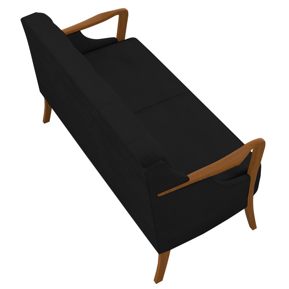 Kit Namoradeira 135cm e 2 Poltronas Decorativas Capitonê Lapa M22 Veludo Preto - Mpozenato