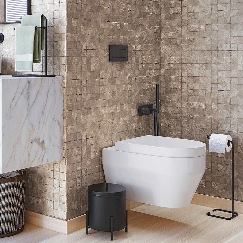 Kit Para Banheiro 3 Peças Luxe em Aço D09 Preto - Mpozenato