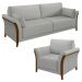 Kit Sofá Living 3 Lugares e Poltrona 102cm Pés Madeira Roya M22 Linho Cinza - Mpozenato