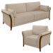 Kit Sofá Living 3 Lugares e Poltrona 102cm Pés Madeira Roya M22 Linho Cru - Mpozenato