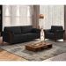 Kit Sofá Living 3 Lugares e Poltrona 102cm Pés Madeira Roya M22 PU Preto - Mpozenato
