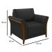 Kit Sofá Living 3 Lugares e Poltrona 102cm Pés Madeira Roya M22 PU Preto - Mpozenato