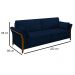Kit Sofá Living 3 Lugares e Poltrona 102cm Pés Madeira Roya M22 Veludo Azul Marinho - Mpozenato