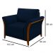 Kit Sofá Living 3 Lugares e Poltrona 102cm Pés Madeira Roya M22 Veludo Azul Marinho - Mpozenato