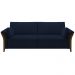 Kit Sofá Living 3 Lugares e Poltrona 102cm Pés Madeira Roya M22 Veludo Azul Marinho - Mpozenato