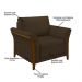 Kit Sofá Living 3 Lugares e Poltrona 102cm Pés Madeira Roya M22 Veludo Marrom - Mpozenato