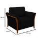 Kit Sofá Living 3 Lugares e Poltrona 102cm Pés Madeira Roya M22 Veludo Preto - Mpozenato