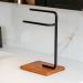 Lixeira e Porta Toalha Glam com Base de Madeira D09 Preto - Mpozenato