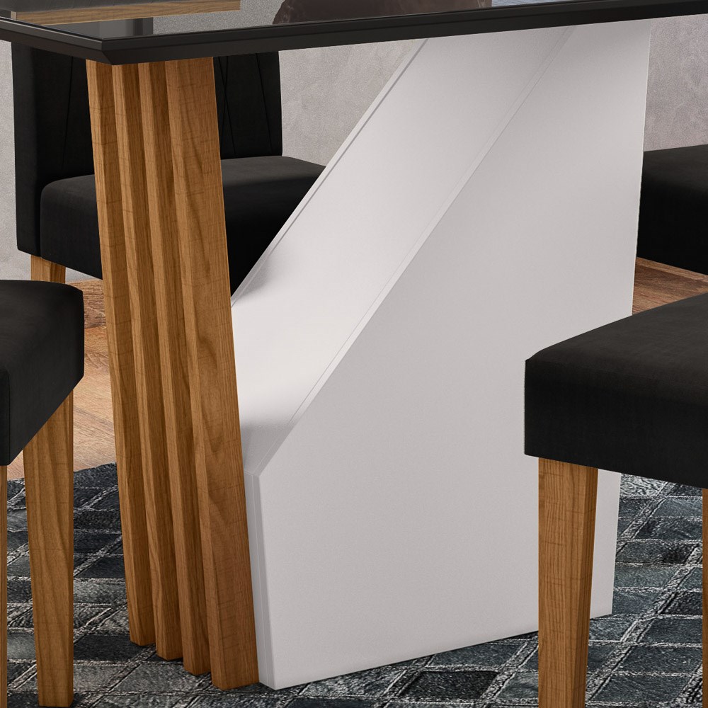 Mesa De Jantar 4 Lugares 120cm Venetti N02 Ypê/Preto - Mpozenato