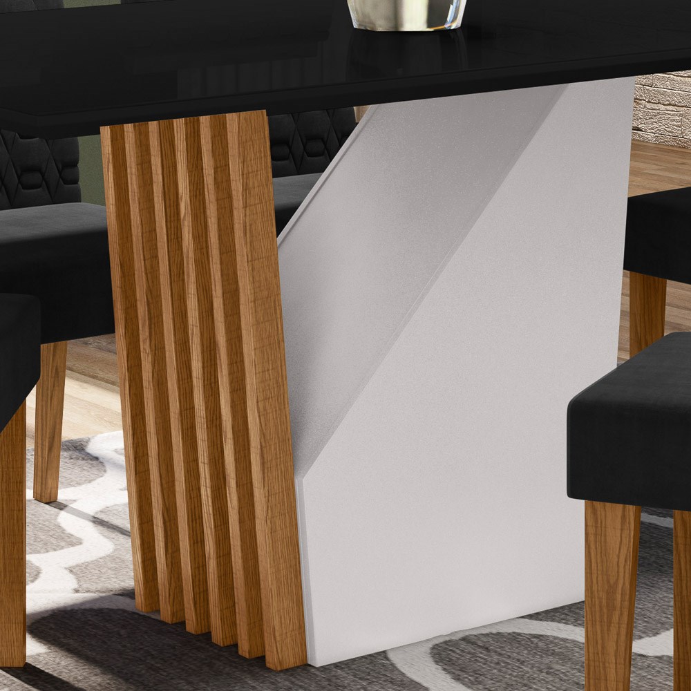 Mesa De Jantar 6 Lugares 160cm Venetti N02 Ypê/Preto - Mpozenato