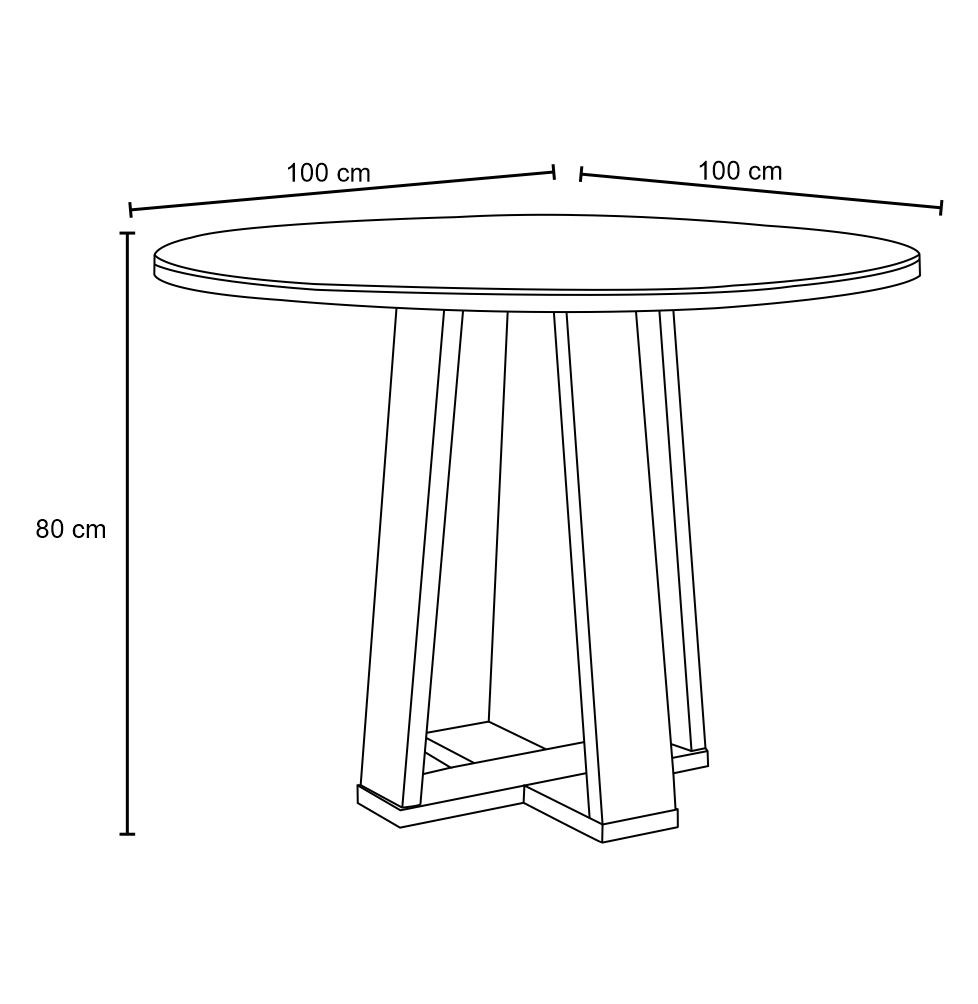 Mesa De Jantar Redonda 4 Lugares 100cm Ella N02 Ypê/Off White - Mpozenato