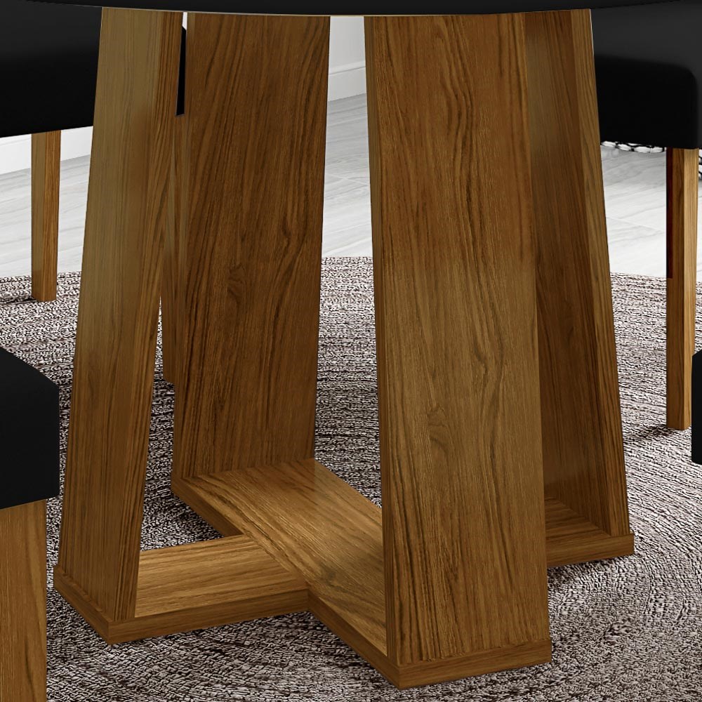 Mesa De Jantar Redonda 6 Lugares 135cm Ella N02 Ypê/Preto - Mpozenato