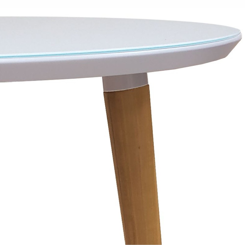 Mesa De Jantar Redonda 90cm 4 Lugares Tampo de Vidro Veneza C14 Branco - Mpozenato