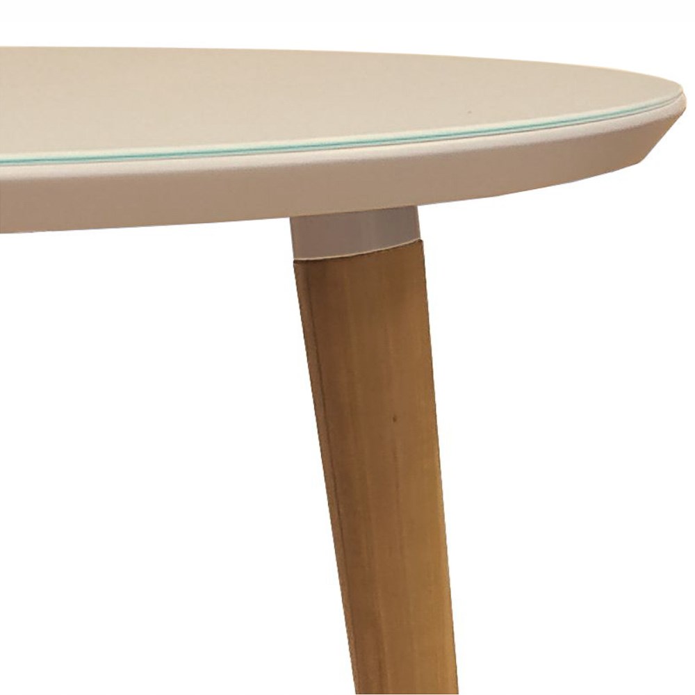Mesa De Jantar Redonda 90cm 4 Lugares Tampo de Vidro Veneza C14 Off White - Mpozenato
