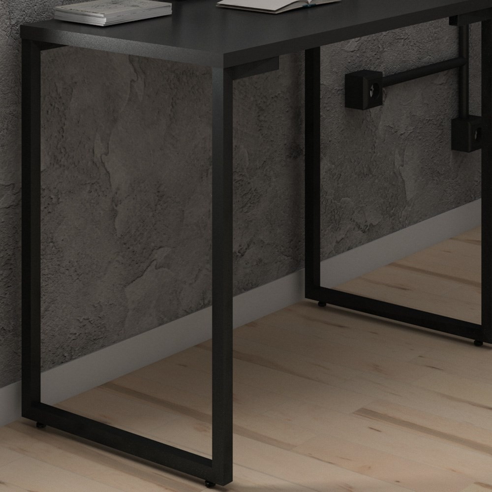 Mesa Escritório 120cm Estilo Industrial New Port  F02 Preto - Mpozenato