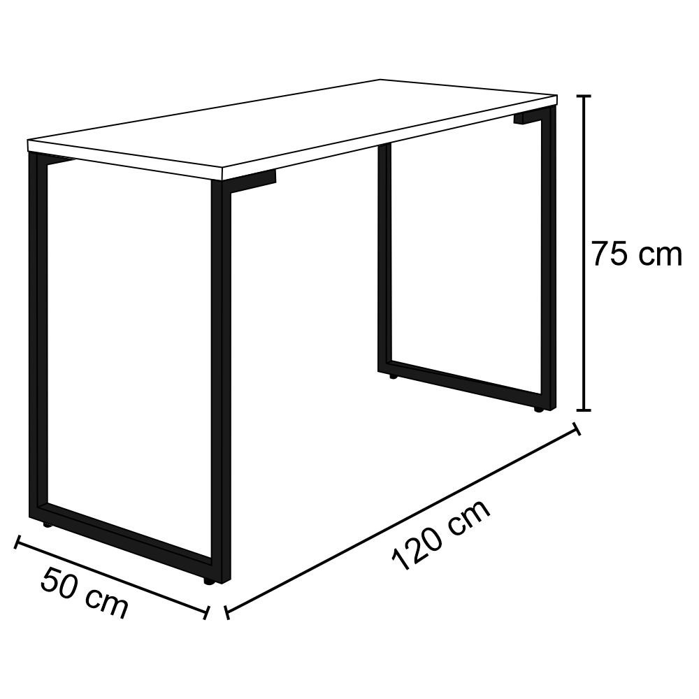 Mesa Escritório 120cm Estilo Industrial New Port  F02 Preto - Mpozenato
