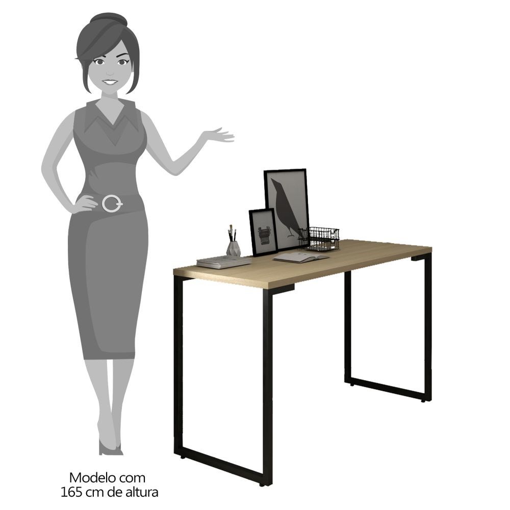 Mesa Escritório 120cm Estilo Industrial New Port F02 Nature - Mpozenato