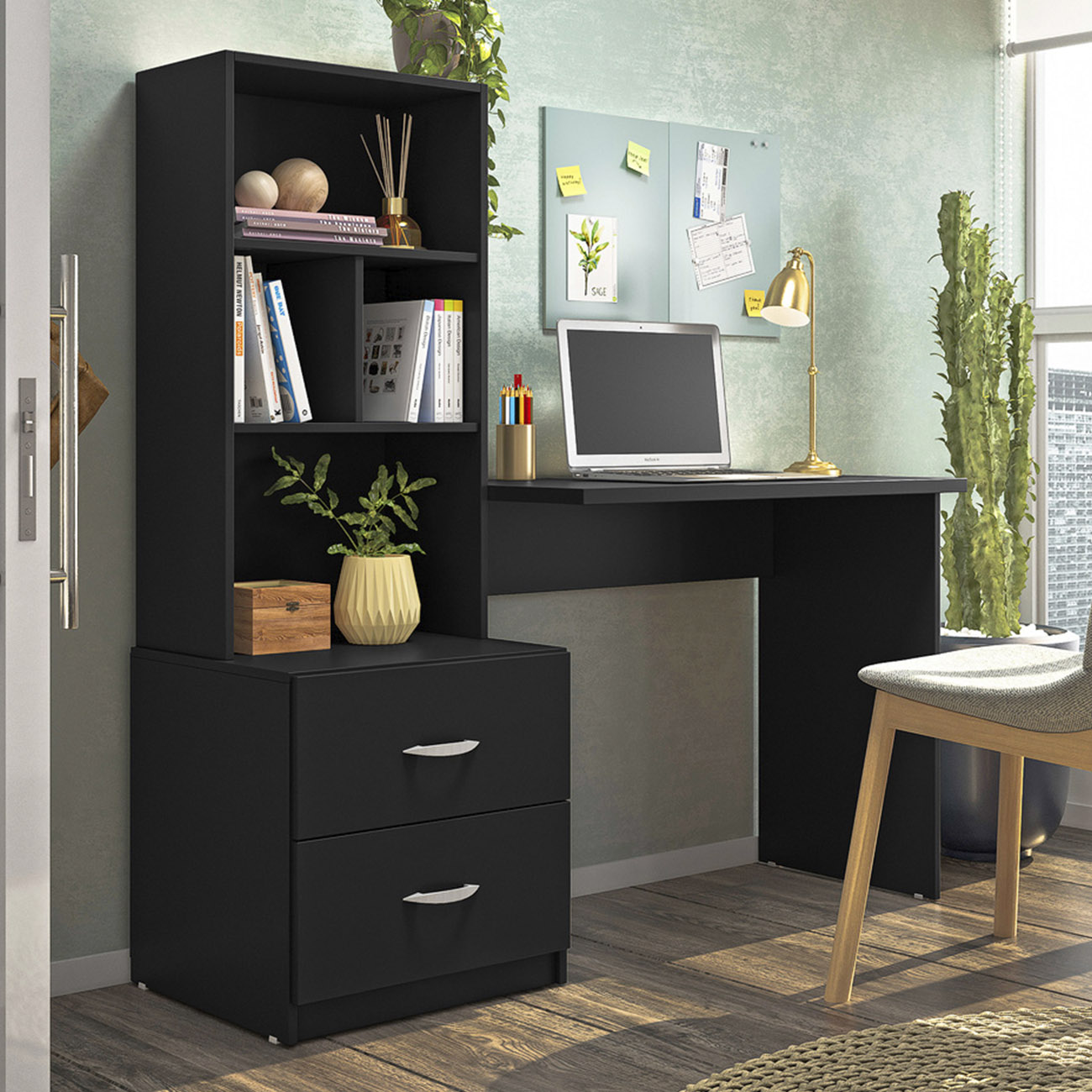 Mesa Escrivaninha Com Estante Livreiro 138cm Jay Preto Z49 - Mpozenato