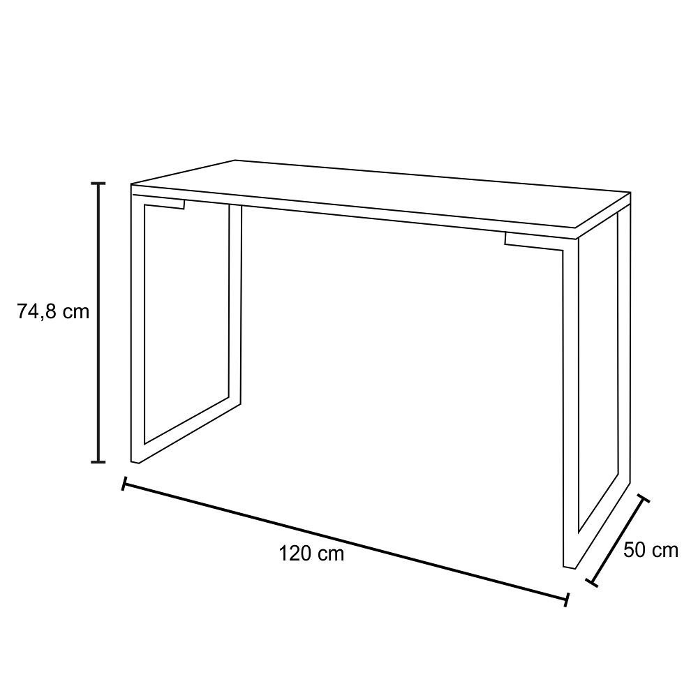 Mesa Escrivaninha Fit Industrial 120cm Branco e Cadeira Charles Design FT1 Preta - Mpozenato