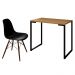 Mesa Escrivaninha Fit Industrial 90cm Natura e Cadeira Charles Design FT1 Preta - Mpozenato