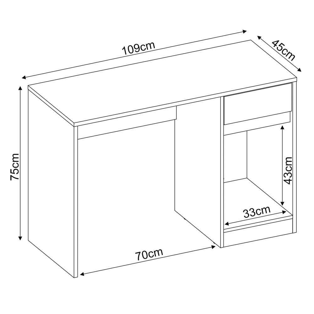 Mesa Para Computador Escrivaninha Office 1 Porta 1Gaveta Morada D02 Branco - Mpozenato