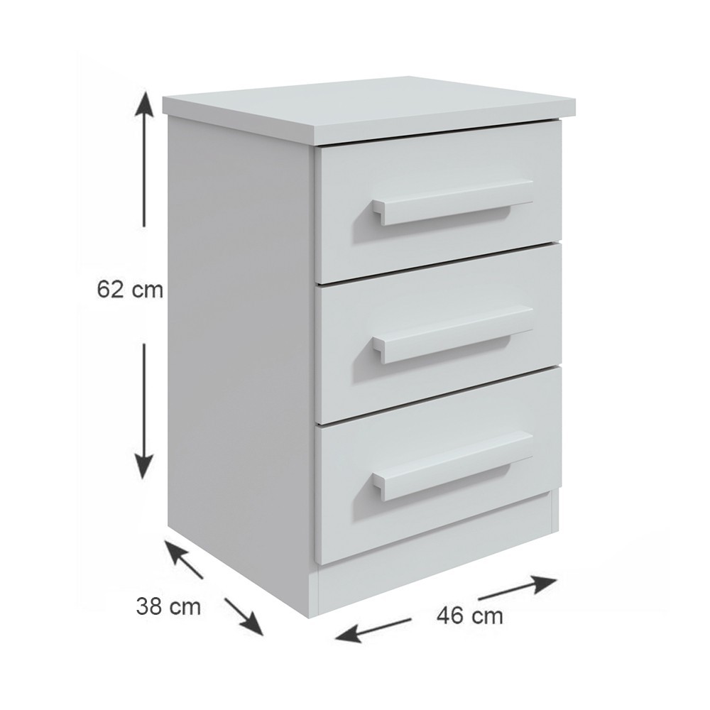 Mesa de Cabeceira 3 Gavetas Frevo M10 Branco - Mpozenato