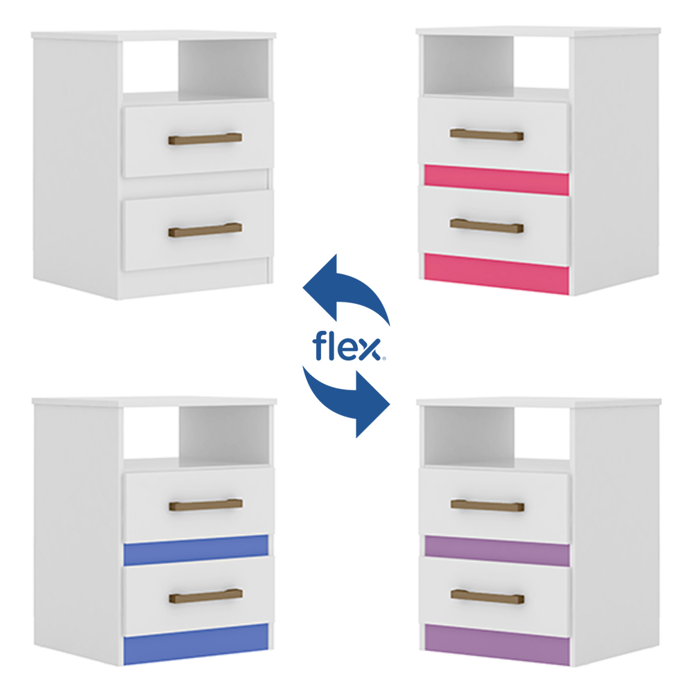 Mesa de Cabeceira Ares Flex Z17 Branco/Rosa/Azul/Lilás - Mpozenato