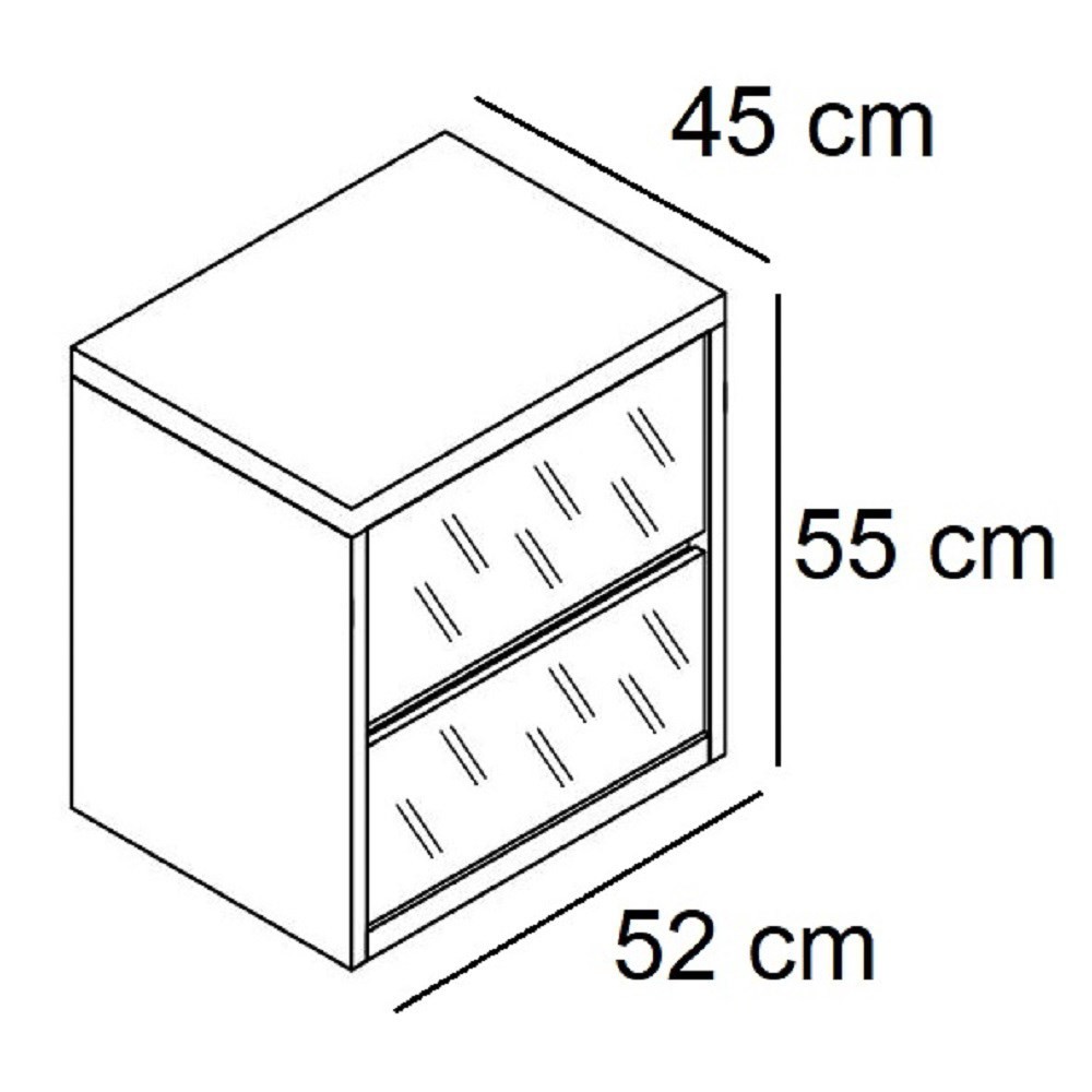 Mesa de Cabeceira Espelhada 2 Gavetas Blank F04 Branco - Mpozenato