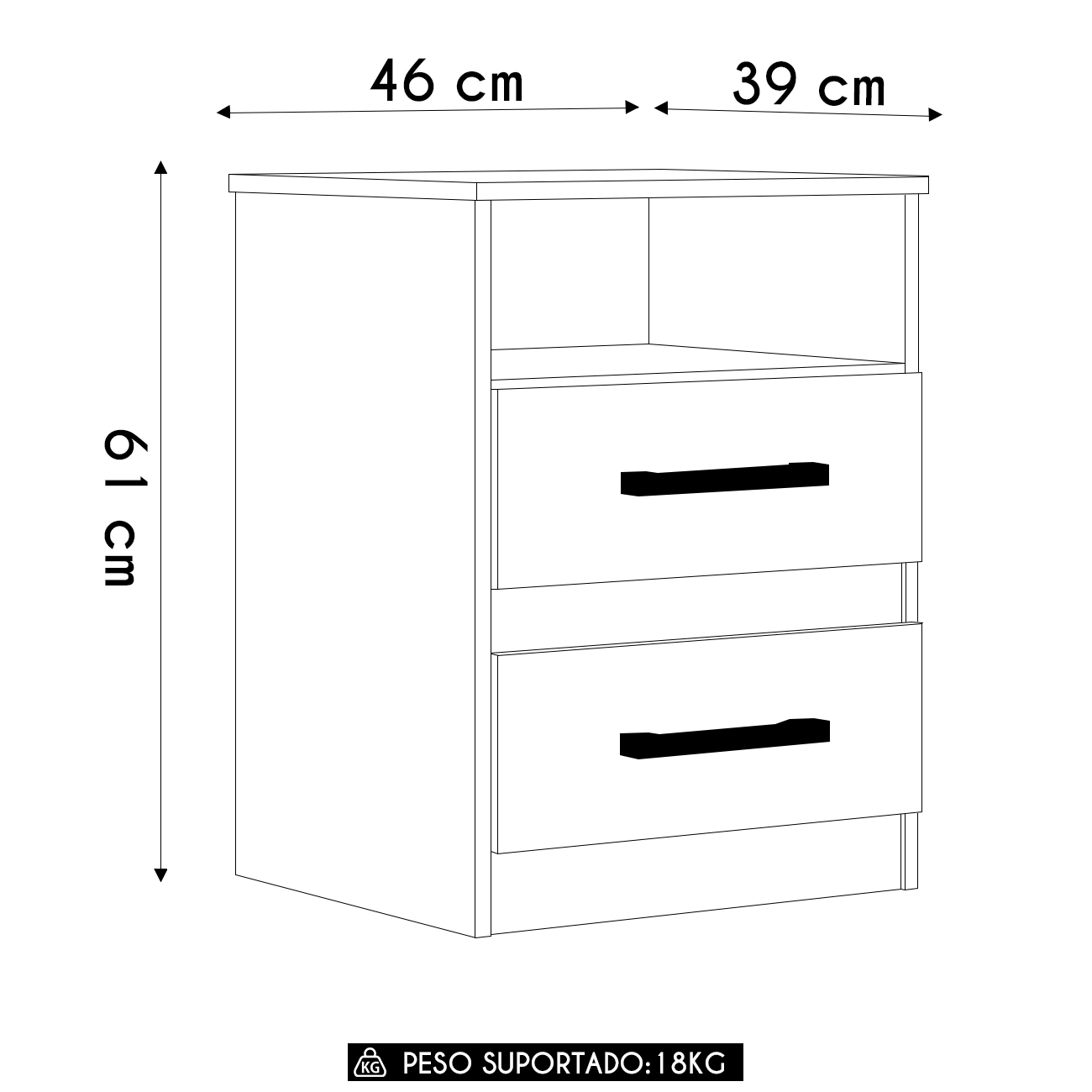Mesa de Cabeceira Para Quarto 2 Gavetas Kit 2 Ares Z17 freijó - Mpozenato