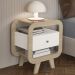 Mesa de Canto Lateral 55cm Para Quarto Nora Naturale/Branco A09 - Mpozenato