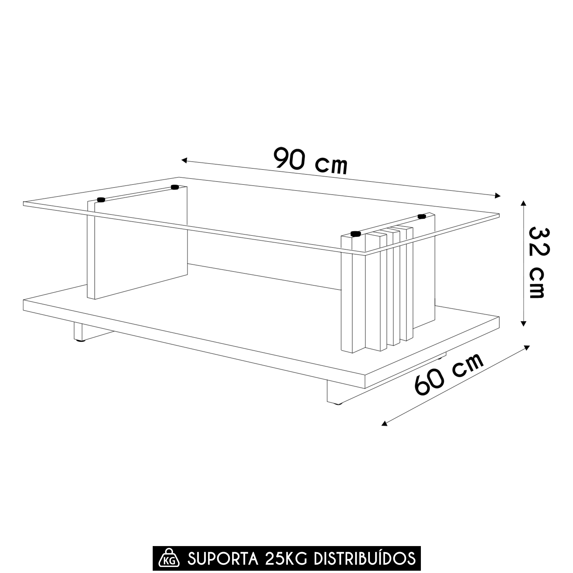 Mesa de Centro Com Detalhe Ripado Fire Z10 Off/Calacata - Mpozenato