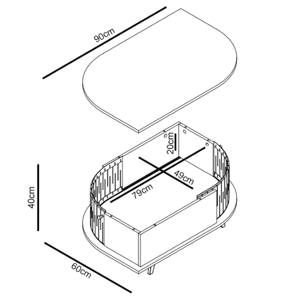 Mesa de Centro Moderna para Sala 90cm Indy Z10 Calacata/Off White - Mpozenato