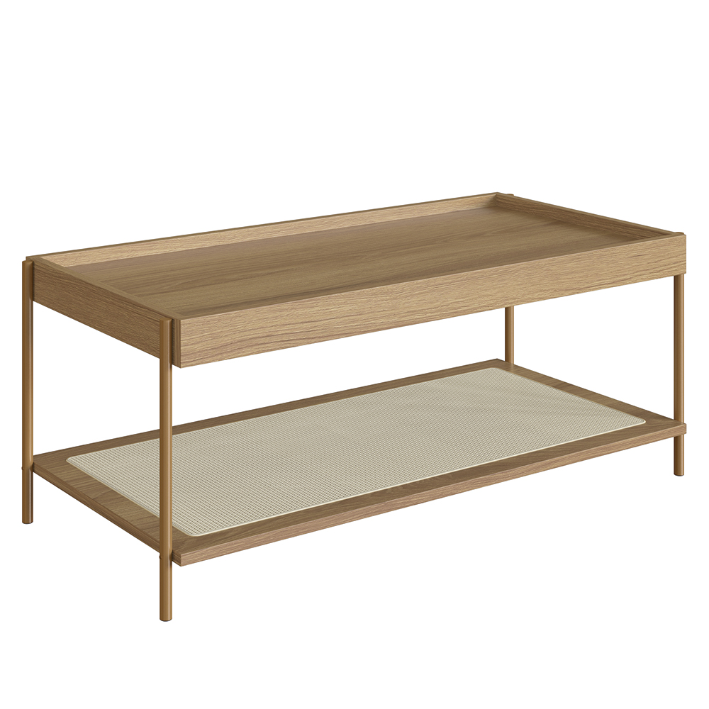 Mesa de Centro Para Sala Pé Metal Arlo A10 Hanover/Dourado - Mpozenato