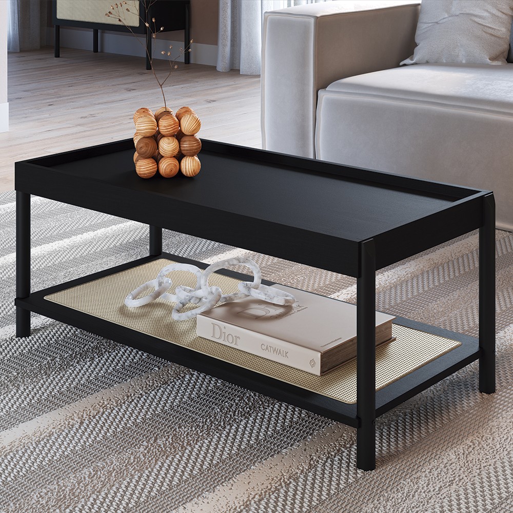 Mesa de Centro Para Sala Pés Madeira Arlo A10 Nero/Preto - Mpozenato