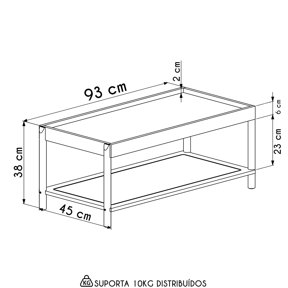Mesa de Centro Para Sala Pés Madeira Arlo A10 Nero/Preto - Mpozenato